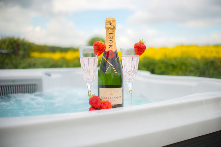 Enjoy a dip in our Jacuzzi hot-tub in total seclusion, surrounded by fields as far as the eye can see
